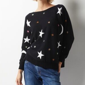 Zaket & Plover Starry Night Embroidered Cashmere Blend Sweater Small